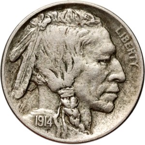 United States of America, 5 Cents 1914 D, Denver, Buffalo Nickel
