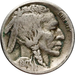 United States of America, 5 Cents 1917 S, San Francisco, Buffalo Nickel