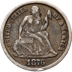 United States of America, 1 Dime 1876 CC, Carson City, Liberty Seated