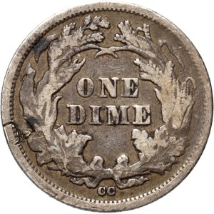United States of America, 1 Dime 1876 CC, Carson City, Liberty Seated