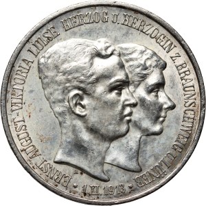 Germany, Brunswick-Lüneburg, Ernest August, 3 Mark 1915 A, Berlin, Wedding of Ernest Augustus and Victoria Louise