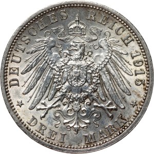 Germany, Brunswick-Lüneburg, Ernest August, 3 Mark 1915 A, Berlin, Wedding of Ernest Augustus and Victoria Louise