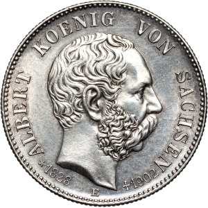 Německo, Sasko, Albert I., 2 marky posmrtné 1902 E, Muldenhütten