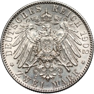 Německo, Sasko, Albert I., 2 marky posmrtné 1902 E, Muldenhütten