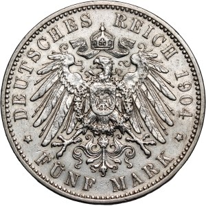 Německo, Sasko, Jiří I., 5 marek 1904 E, Muldenhütten