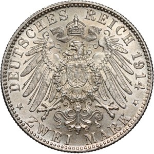 Germany, Bavaria, Ludwig III, 2 Mark 1914 D, Munich