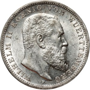 Germany, Wurttemberg, Wilhelm II, 3 Mark 1914 F, Stuttgart