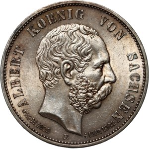 Germany, Saxony, Albert I, 5 Mark 1902 E, Muldenhütten, posthumous