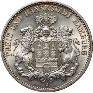 Germany, Hamburg, 3 Mark 1911 J