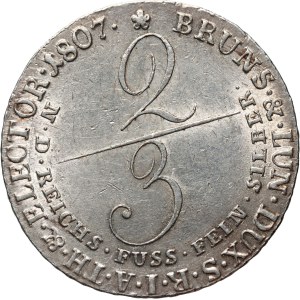 Germany, Brunswick-Lüneburg-Calenberg-Hanover, George III, 2/3 Thaler 1807 GFM, Clausthal