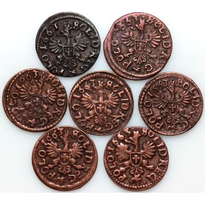 John II Casimir, set of szelągs (boratynki), Ujazdów (7 pieces)