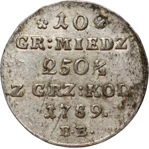 Stanisław August Poniatowski, 10 Groschen aus Kupfer, 1789 EB, Warschau