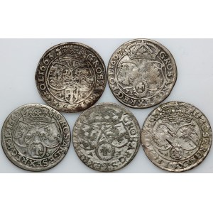 Jan II Kazimierz, zestaw szóstaków z lat 1660-1667, (5 sztuk)