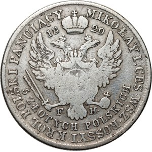 Kongresskönigreich, Nikolaus I., 5 polnische Złoty 1829 FH, Warschau