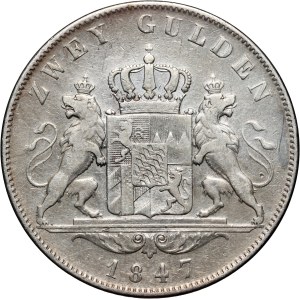 Germany, Bavaria, Ludwig I, 2 Gulden 1847, Munich
