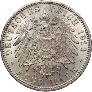 Germany, Bavaria, 5 marks 1911 D, Munich, Luitpold's 90th birthday