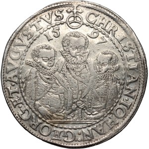 Germany, Saxony, Christian II, Johann Georg and August, Thaler 1597 HB, Dresden