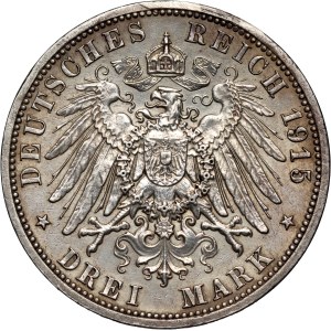 Germany, Brunswick-Lüneburg, Ernest August, 3 Mark 1915 A, Berlin, Wedding of Ernest Augustus and Victoria Louise