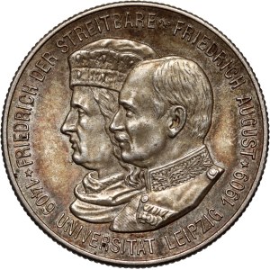 Germany, Saxony, Friedrich August III, 2 Mark 1909, Muldenhütten, Leipzig University