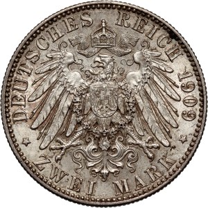Germany, Saxony, Friedrich August III, 2 Mark 1909, Muldenhütten, Leipzig University