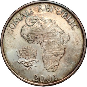 Somalia, 10 Dollar 2001, Afrikanische Affen, eine Unze Silber