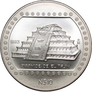 Mexiko, 10 Pesos 1993, El Tajín, 5 Unzen Silber