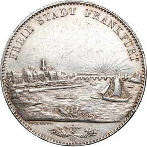Germany, Frankfurt, 2 Thalers (3 1/2 Gulden) 1843, Panorama of the city