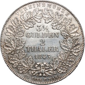 Germany, Frankfurt, 2 Thalers (3 1/2 Gulden) 1843, Panorama of the city