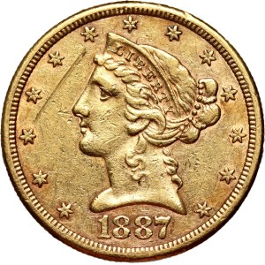 United States of America, 5 Dollars 1887 S, San Francisco