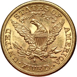 United States of America, 5 Dollars 1885 S, San Francisco