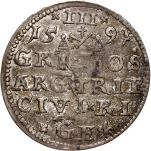 Sigismund III. Wasa, Dreiermünze von 1591, Riga