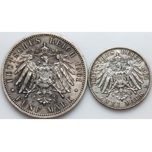 Germany, Prussia, Wilhelm II, coin set from 1901, Berlin, 200th anniversary of the Kingdom of Prussia, (2 pieces)