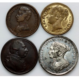 Great Britain, set of tokens and medals, (4 pieces)