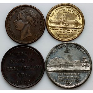 Great Britain, set of tokens and medals, (4 pieces)