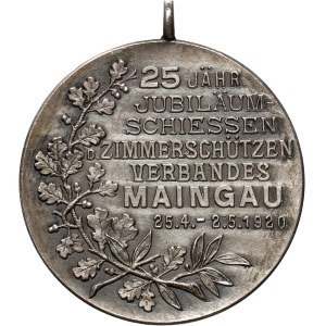 Germany, medal from 1920, 25th anniversary of the Maingau Riflemen's Association