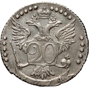 Russia, Catherine II, 20 Kopecks 1774 СПБ, St. Petersburg