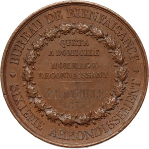 Frankreich, Wohltätigkeitsmedaille aus dem Jahr 1875, Bureau De Bienfaisance
