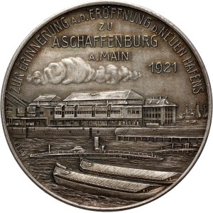 Germany, Medal from 1921, Opening of the new port in Aschaffenburg am Main