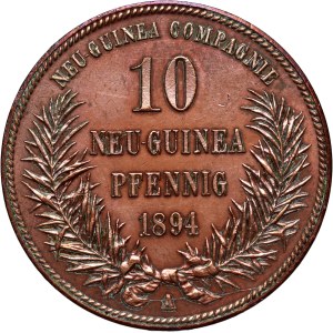 Germany, German New Guinea, Wilhelm II, 10 Pfennigs 1894 A, Berlin, Bird of Paradise.