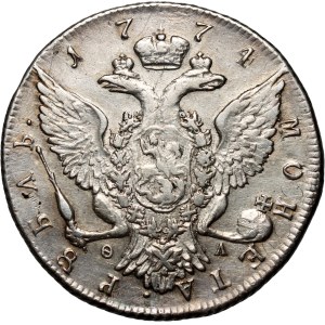 Rusko, Kateřina II., rubl 1774 СПБ ФЛ, Petrohrad