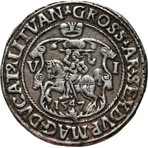 Sigismund II Augustus, six-real coin, 1547, Vilnius, copy by Majnert