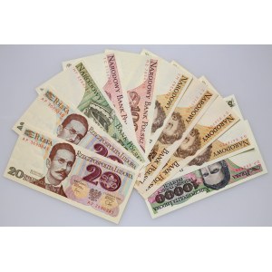 People's Republic of Poland, set of 20–10,000 zloty banknotes, 1982–88 (10 pieces)