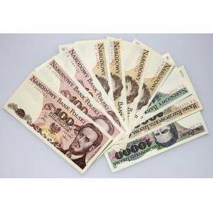 People's Republic of Poland, set of 10-10,000 zloty banknotes, 1982–88 (10 pieces)