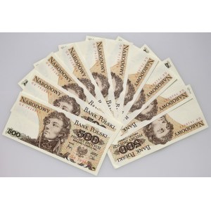 People's Republic of Poland, set of 500 zlotych banknotes, June 1, 1982, GK series (10 pieces)