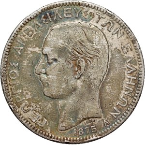 Greece, George I, 5 Drachmai 1875 A, Paris