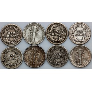 United States of America, 1 Dime Coin Set from 1902-1944, (8 pieces)