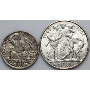 Tchécoslovaquie, série de pièces en argent datant de 1949 à 1955 (2 pièces)