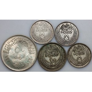 Egypt, set of silver coins from 1956-1970, (5 pieces)