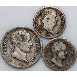 France, Napoleon I, silver coin set, (3 pieces)