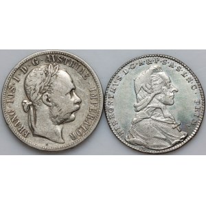 Autriche, lot de pièces en argent datant de 1790 à 1887 (2 pièces)